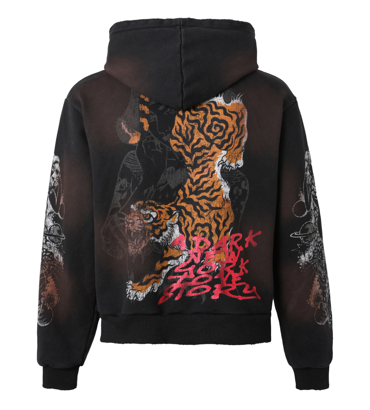 Lost Intricacy Twin Tiger Zip Up Hoodie Black
