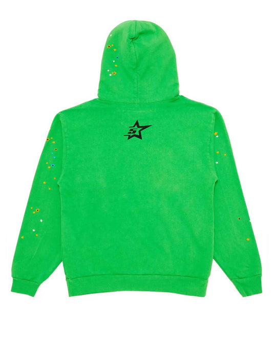 Sp5der P*nk Hoodie V2 Rhinestone Slime Green