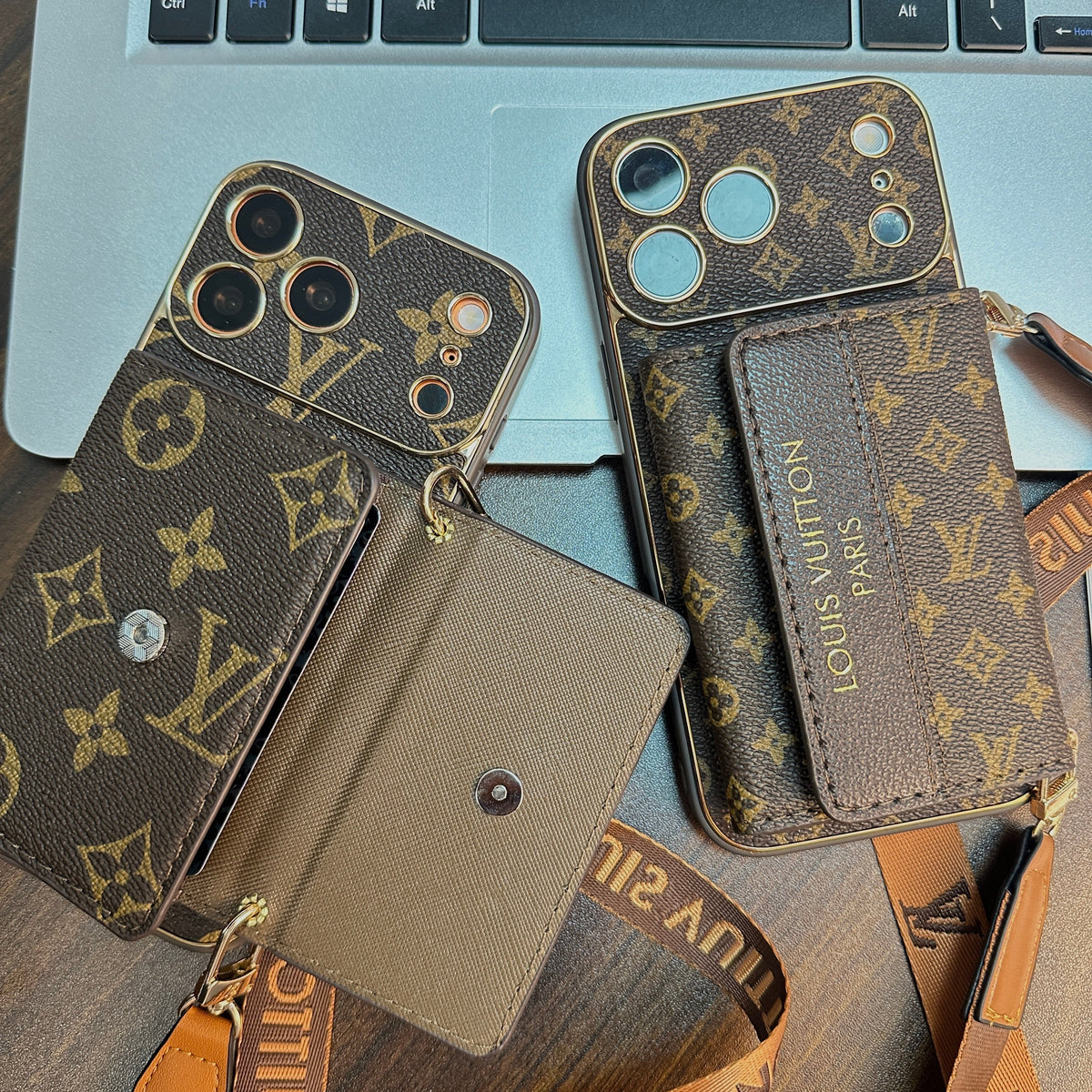 Luxury Lv Leather Phone Case with Wallet for iPhone 13-18 Pro & Pro Max