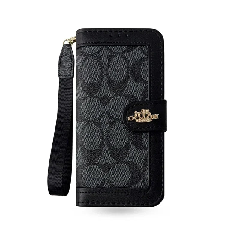 Luxury Monogram Canvas Wallet Case for iPhone 12-18 Pro & Pro Max