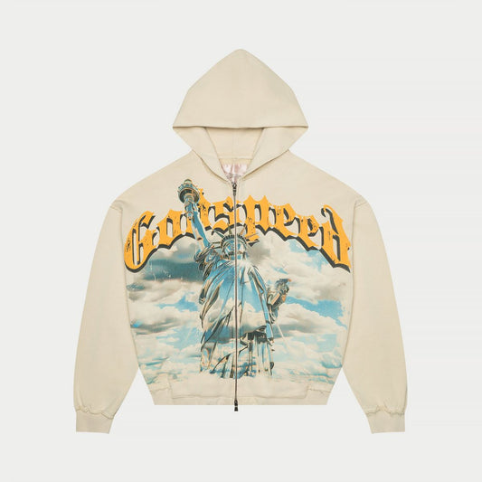 GODSPEED CHROME LIBERTY ZIP HOODIE V2 (BONE)
