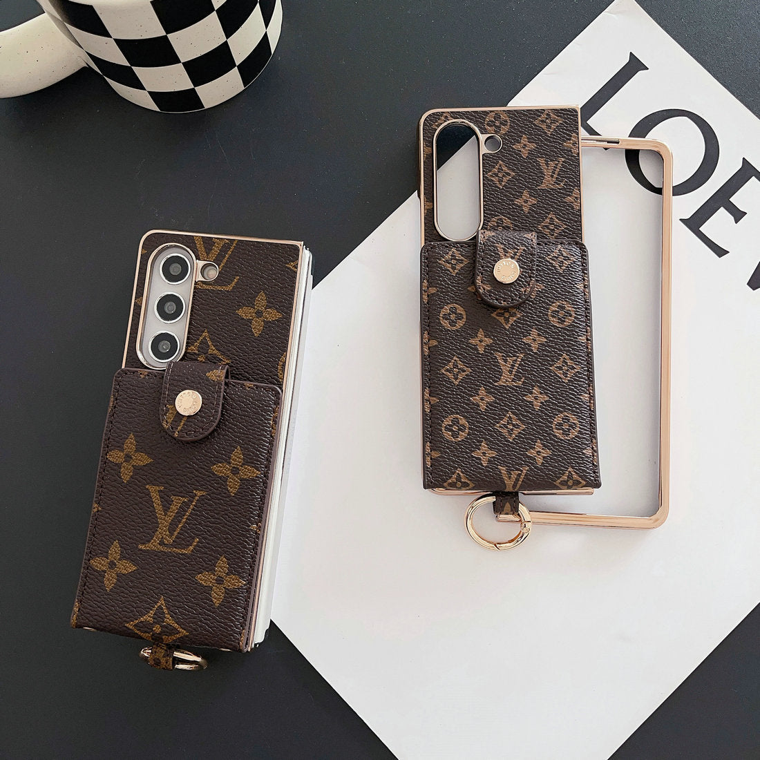 Luxury Inspired Wallet Case with Long Lanyard for Samsung Galaxy Z Fold 3-7