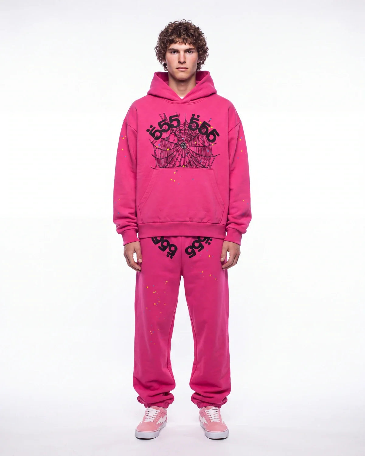 Sp5der Angel Number Hoodie Pink