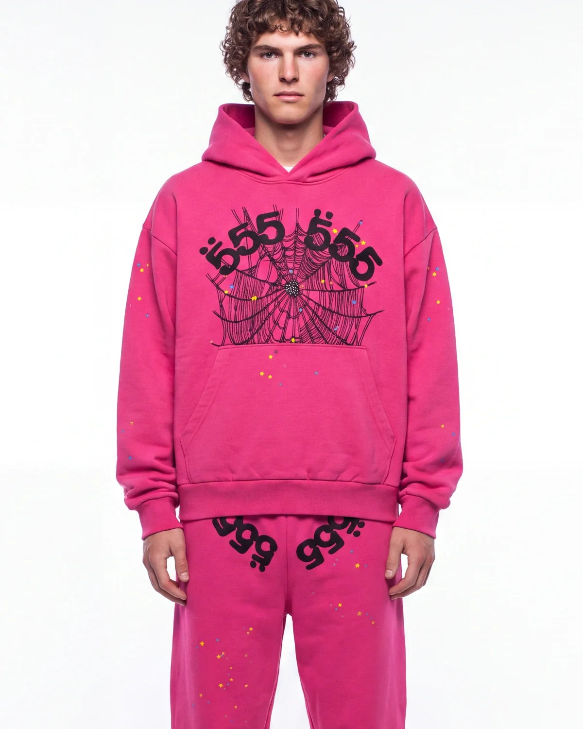 Sp5der Angel Number Hoodie Pink