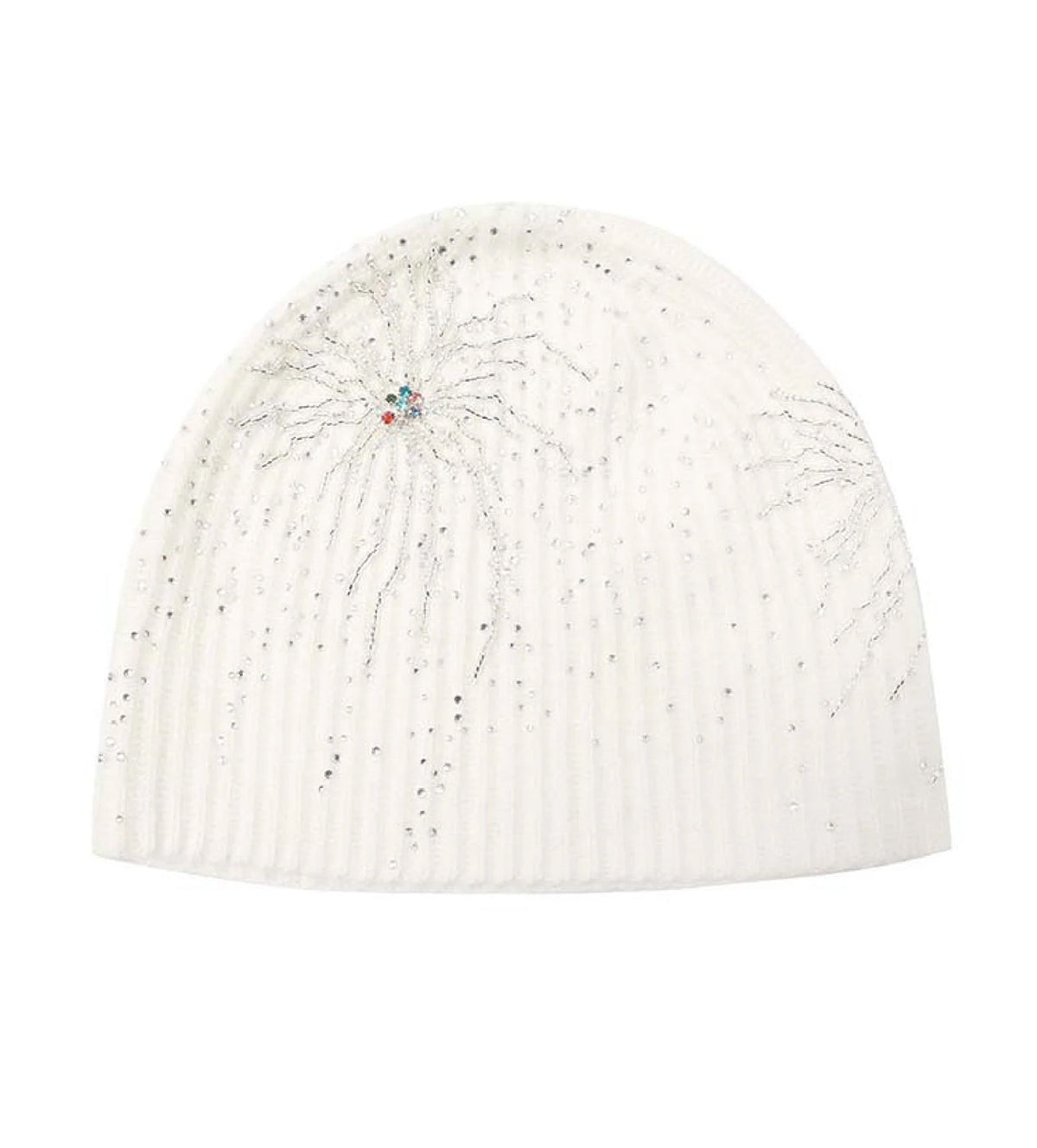 Birth of Royal Child Fireworks Studded Beaded Beanie White