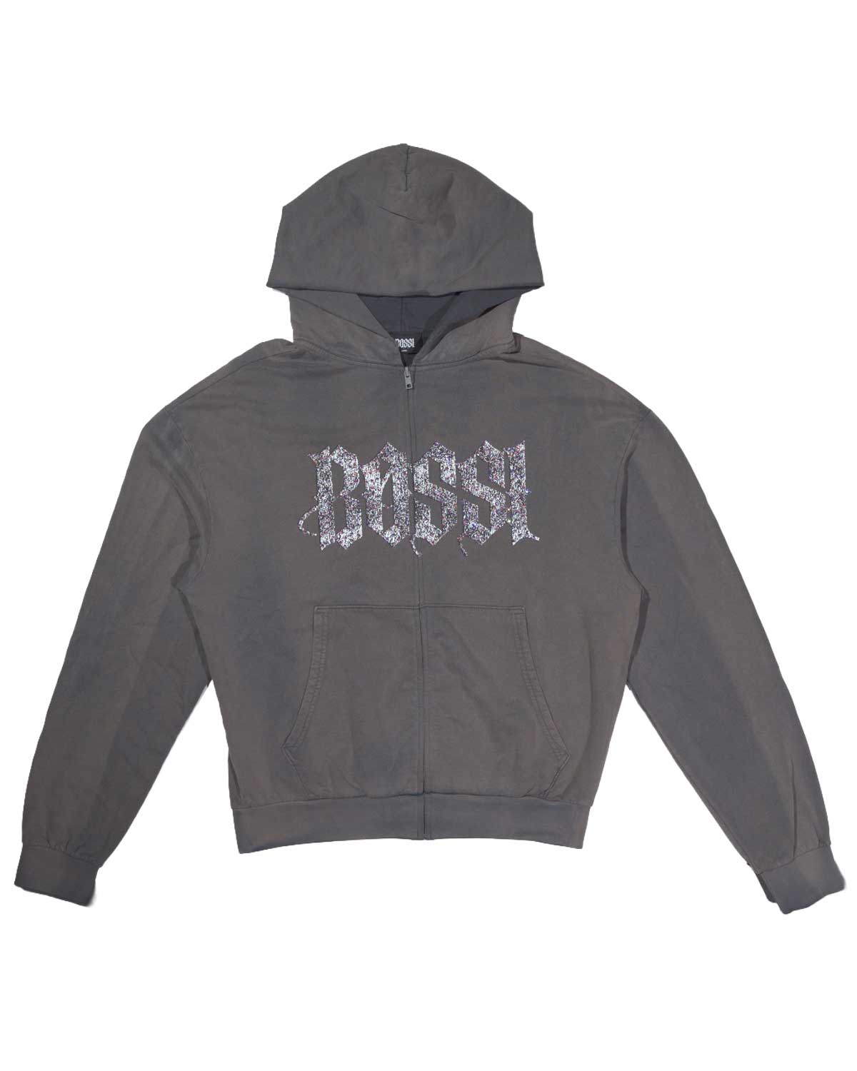 Bossi Vintage Rhinestone Hoodie Black/White/Red