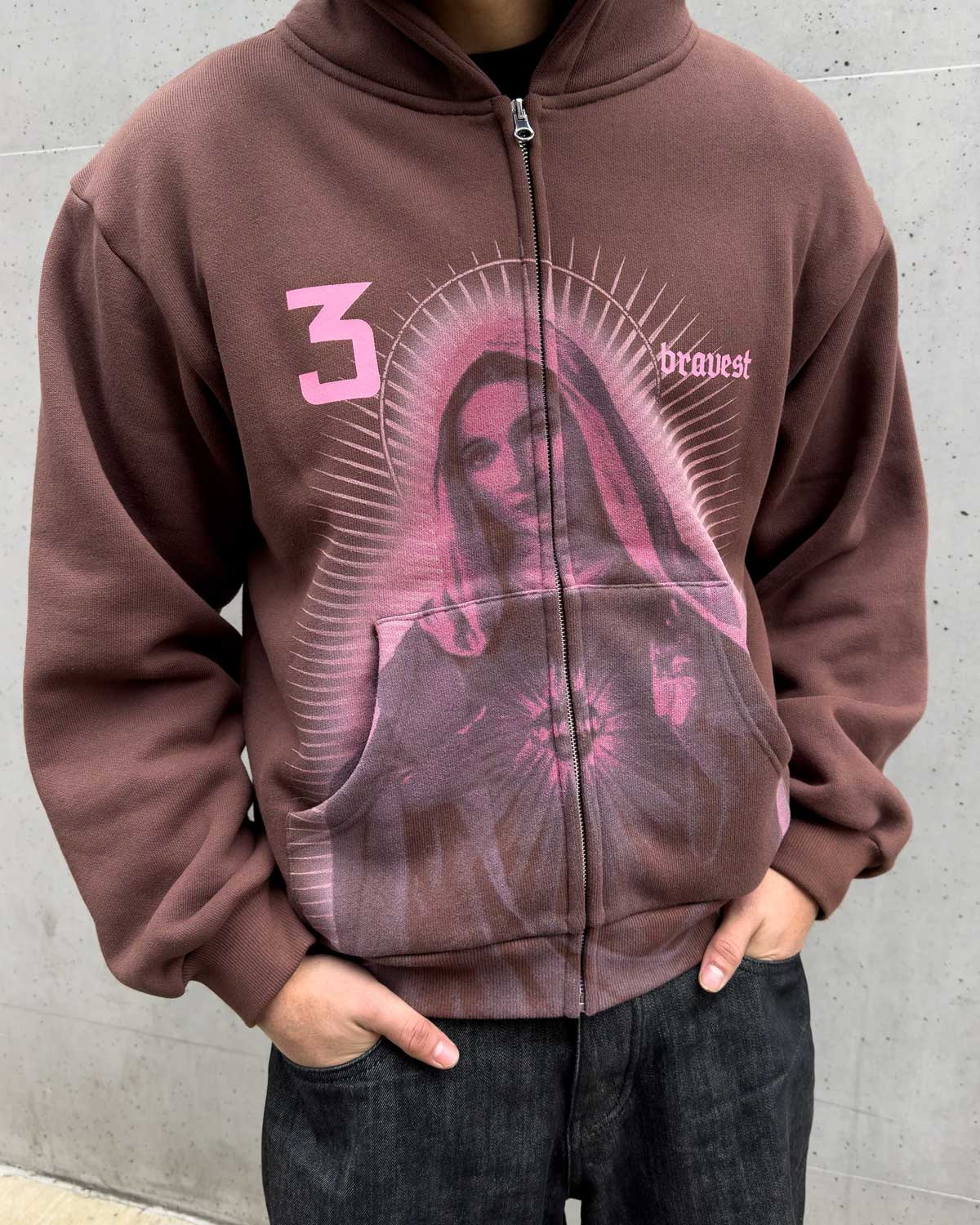 Bravest Studios Mary Zip Up Hoodie Brown (UPGRADED)