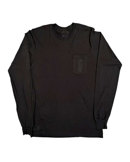 Chrome Hearts Cemetery Vertical Logo L/S Tee Black *Miami Exclusive*