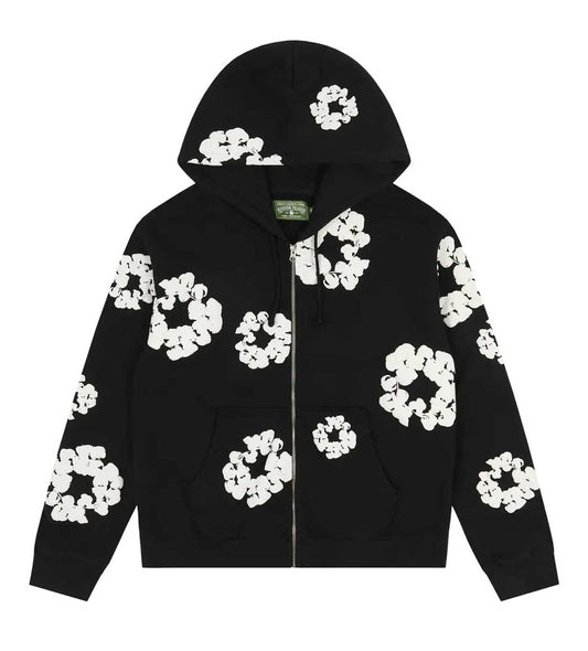Denim Tears Cotton Wreath Zip up Hoodie Black
