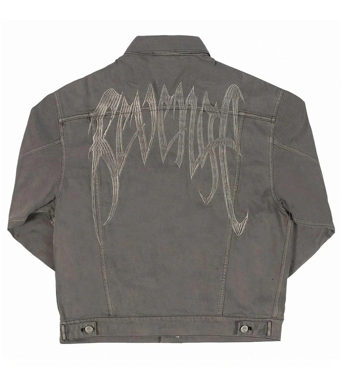 Revenge Embroidered Logo Denim Jacket Grey