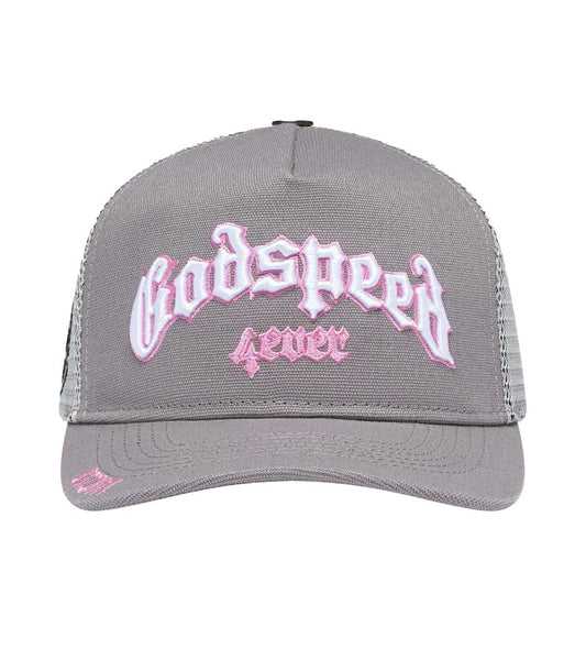 Godspeed Forever Trucker Hat Grey/Pink
