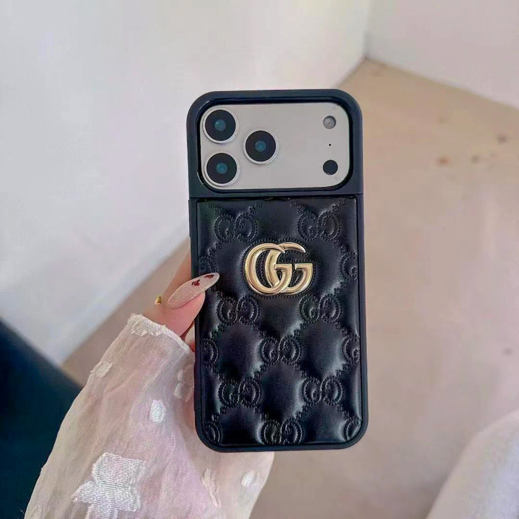 Luxury Stamped Leather iPhone Case for 13-18