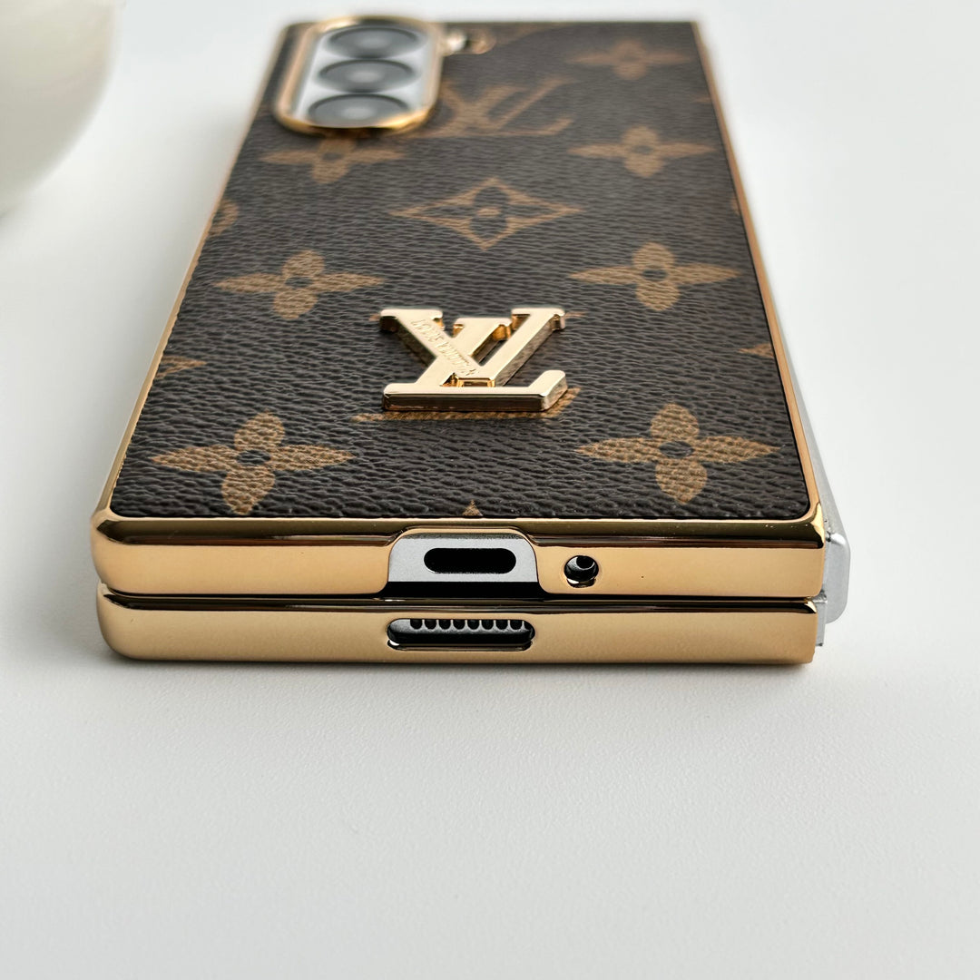 Samsung Galaxy Z Fold Luxury Gold Plated Leather Case