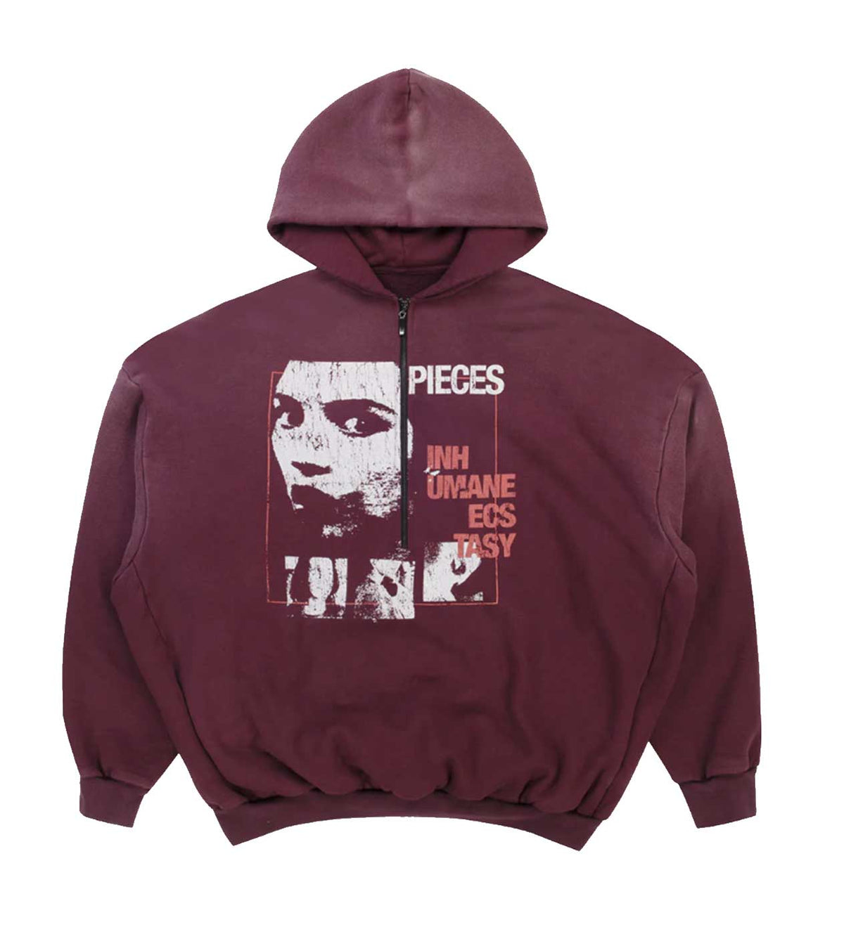 Pieces Inhumane Half Zip Sweatshirt Maroon