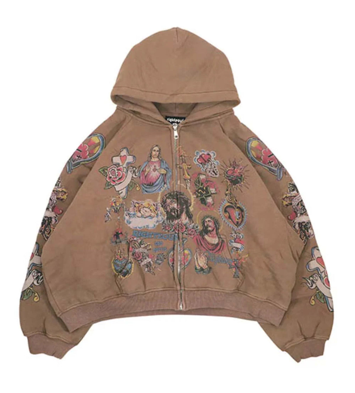 Righteous Risen King Zip Up Hoodie Brown
