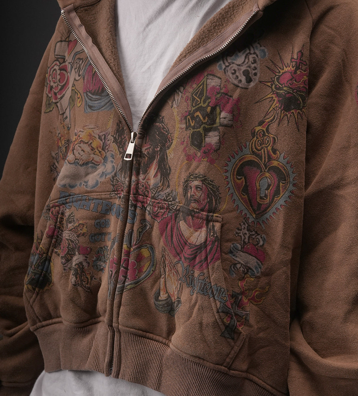 Righteous Risen King Zip Up Hoodie Brown
