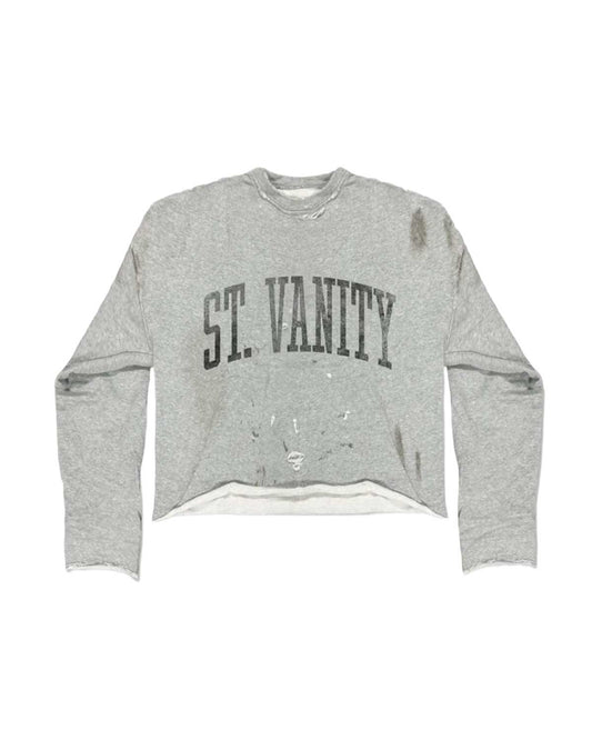 Saint Vanity Black Badgers Distressed Crewneck Grey