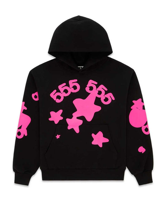 Sp5der Beluga Angel Number Hoodie Black/Pink
