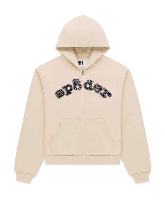 Sp5der OG Logo Mixed Stone Hoodie Cream
