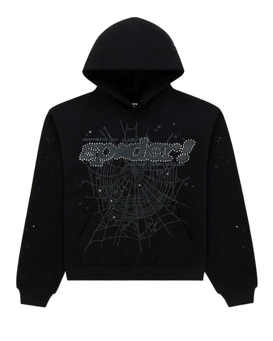 Sp5der P*nk V2 Rhinestone Hoodie Black