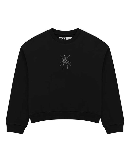 Sp5der Rhinestone TM Crewneck Black