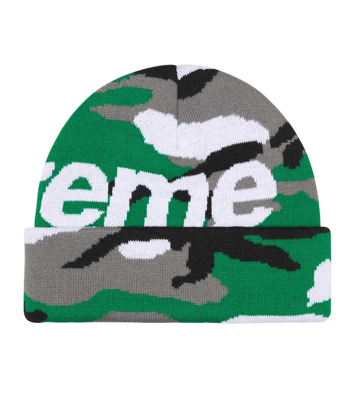 Supreme Big Logo Beanie Green Camo