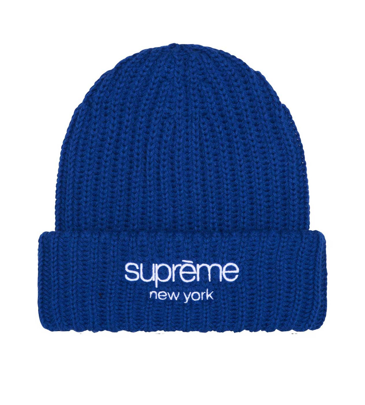 Supreme Chunky Rib Classic Logo Beanie Royal Blue