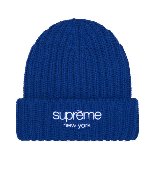 Supreme Chunky Rib Classic Logo Beanie Royal Blue