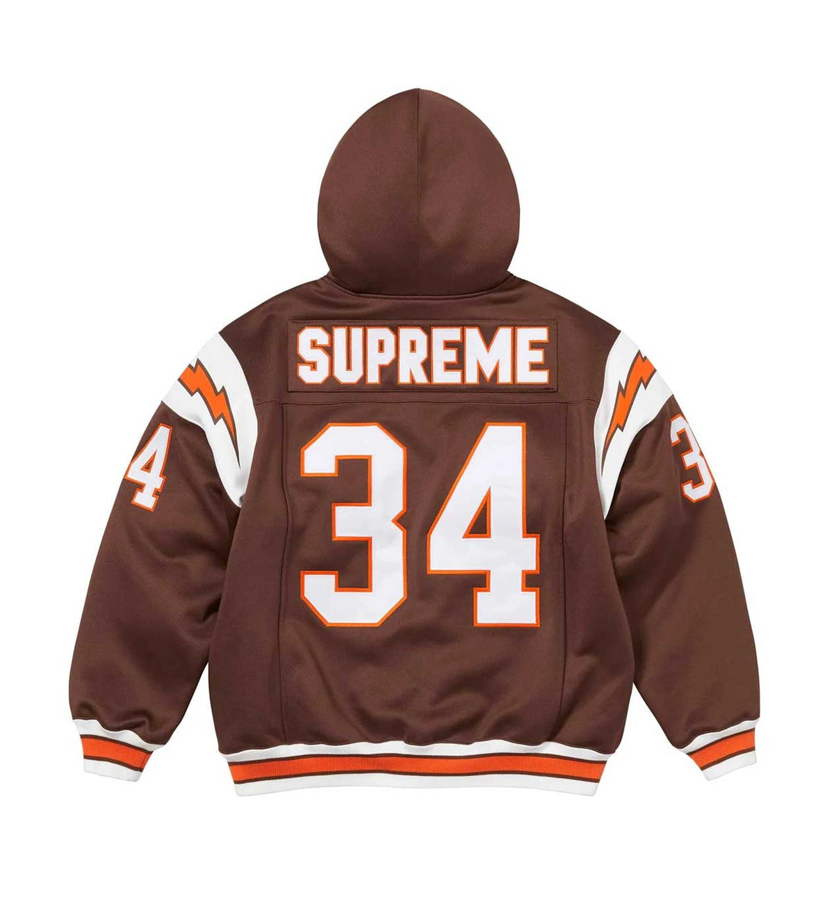 Supreme Football Zip Up Hooded Sweatshirt Brown