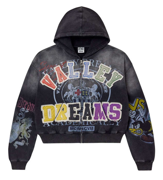 Vale Forever Blasted Zip Up Hoodie Black