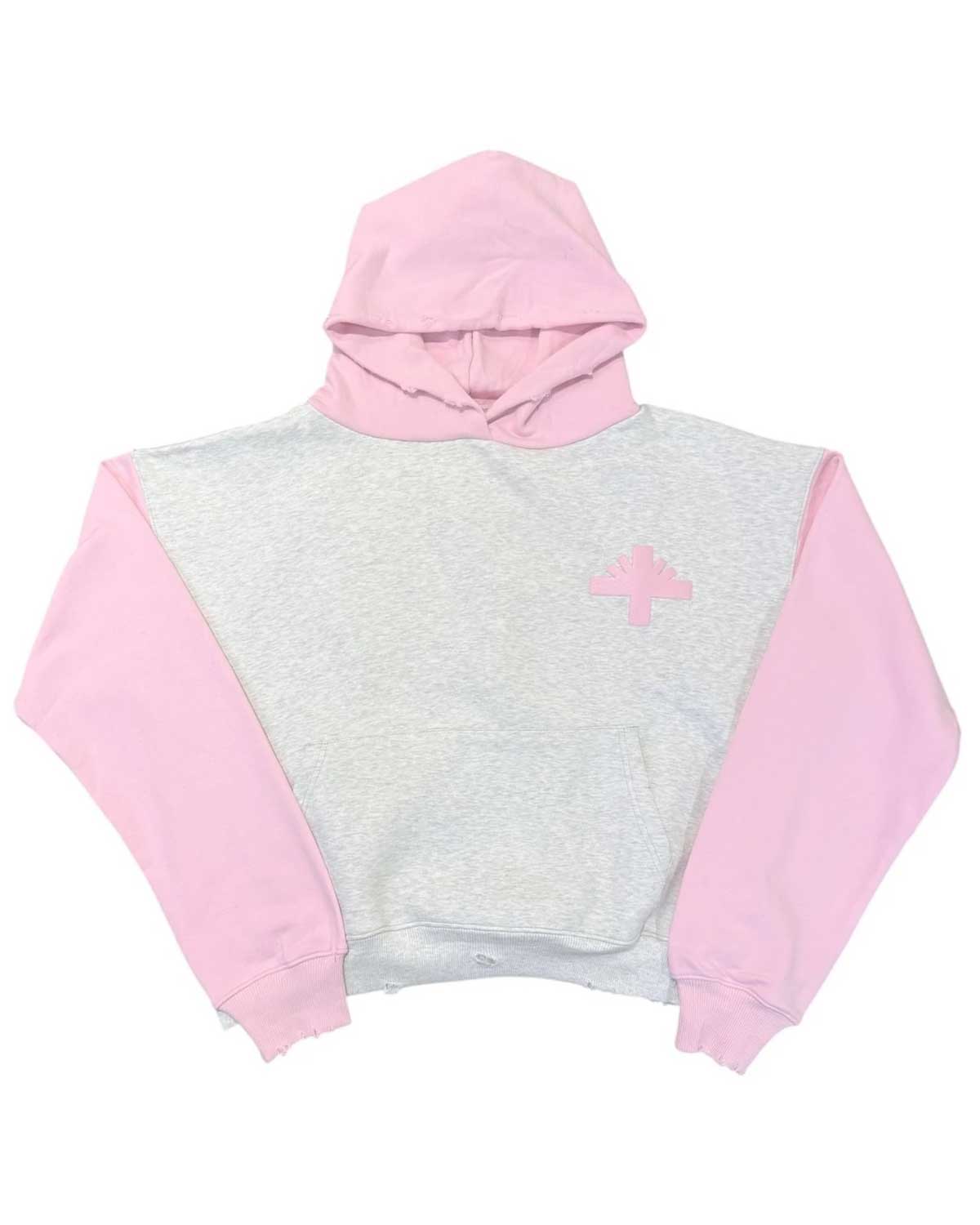 Vertabrae Classic Two-Tone Hoodie Grey/Pink