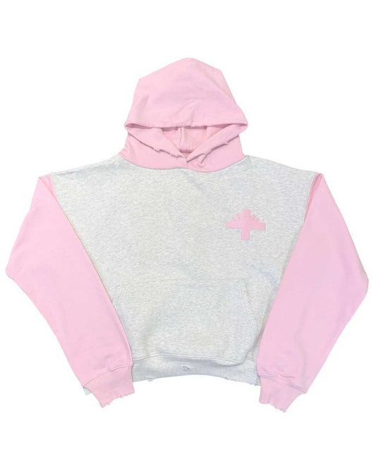 Vertabrae Classic Two-Tone Hoodie Grey/Pink