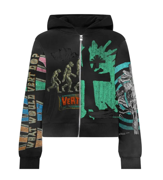 Vertabrae Montage Black Zip Up
