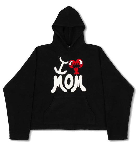 WNTD I Love Mom Fleece Hoodie Black