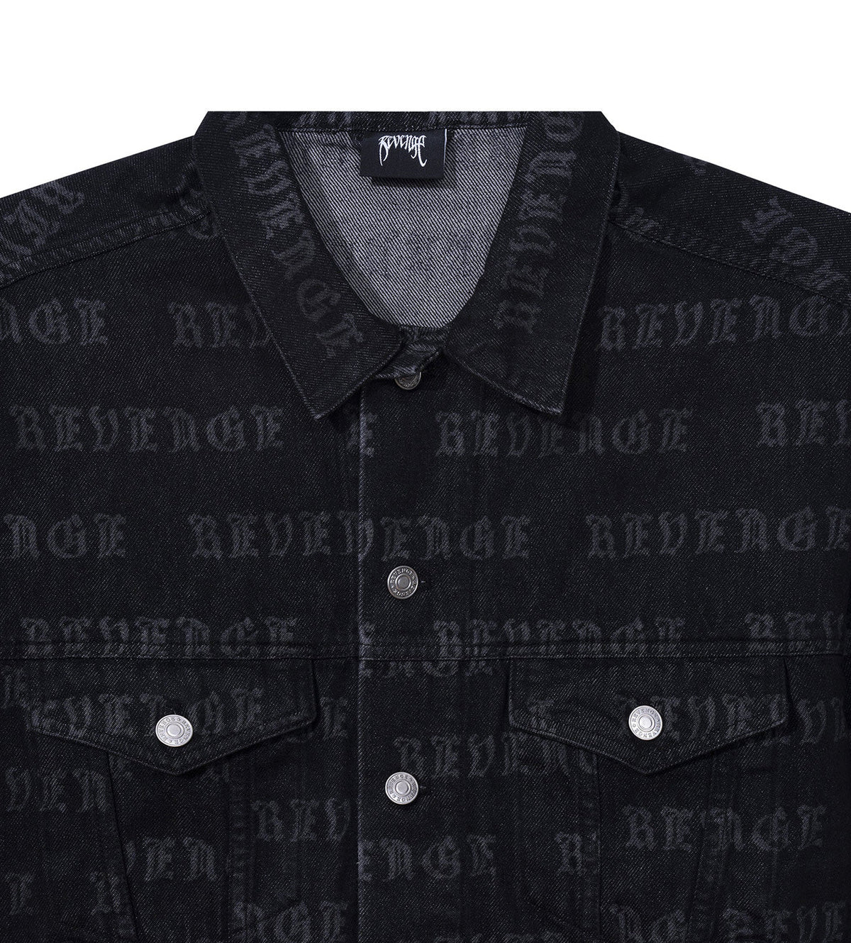 Revenge All Over Logo Denim Jacket Black